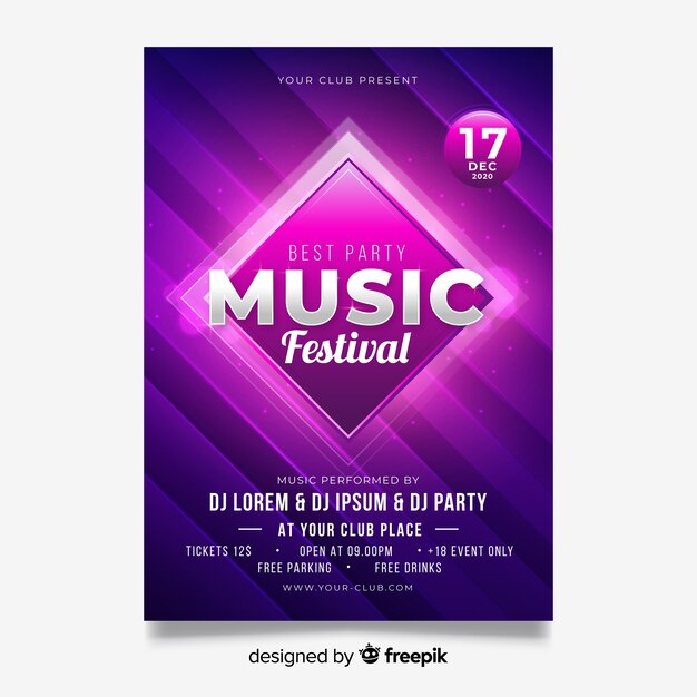 Abstract light effect music poster template