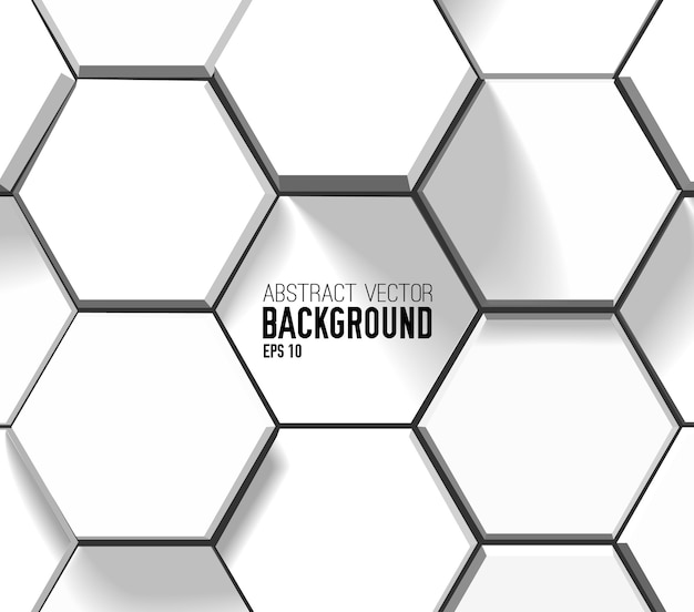 Free Vector abstract light geometric background with white 3d hexagons in mosaic style