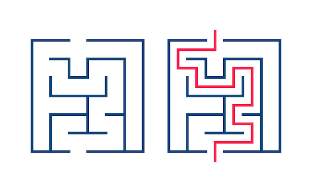 abstract line pattern maze banner find your way out of confusion