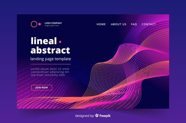 Abstract lineal shape landing page template