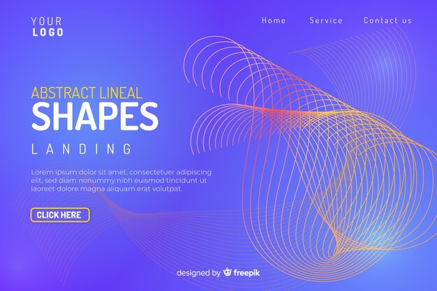 Abstract lineal shapes landing page template