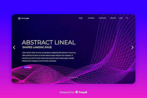 Abstract lineal shapes landing page template