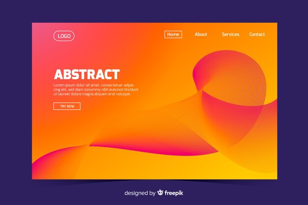 Abstract lineal shapes landing page template