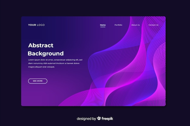 Abstract lineal shapes landing page template