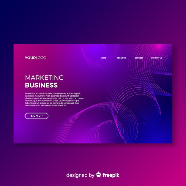 Abstract lineal shapes landing page template