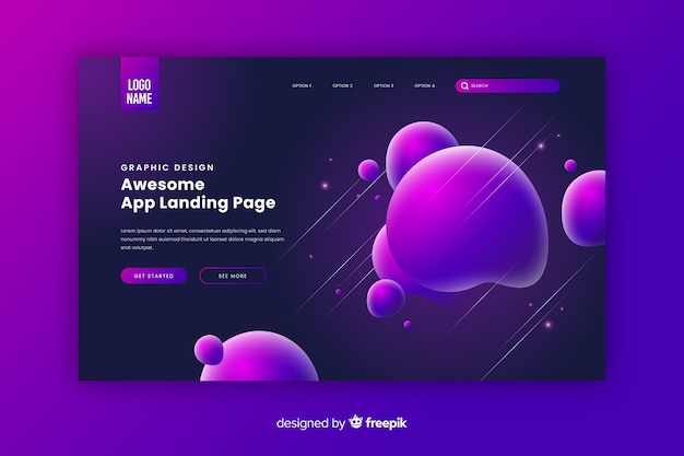 Abstract liquid effect landing page template