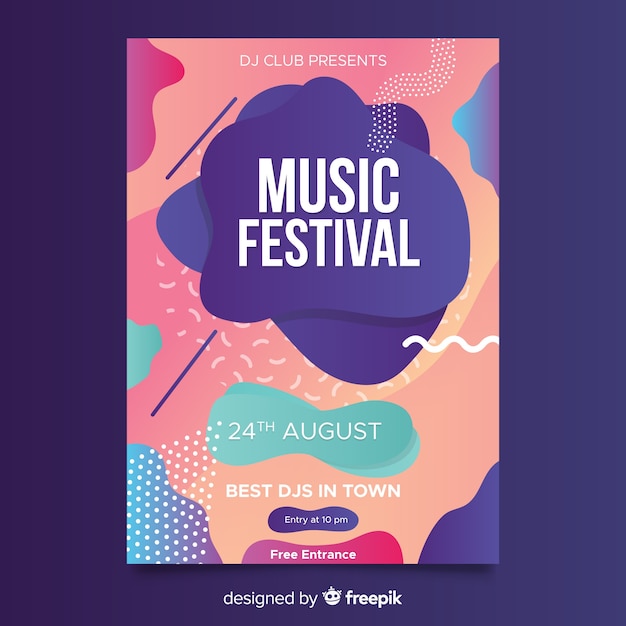 Abstract liquid effect music festival poster template