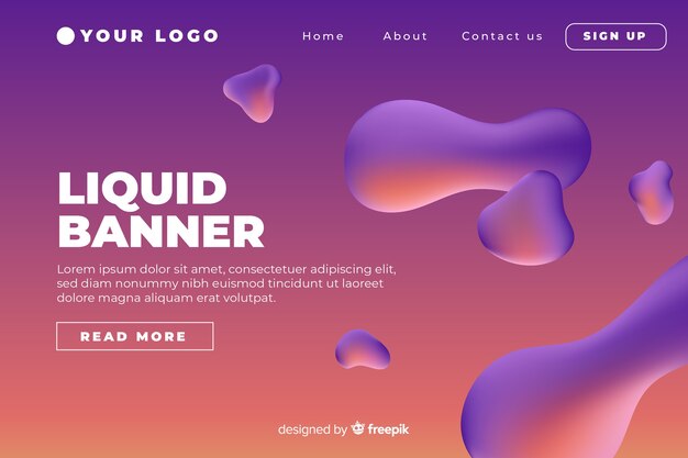 Abstract liquid shapes landing page template