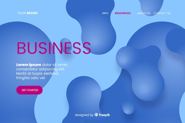 Free Vector abstract liquid shapes landing page template