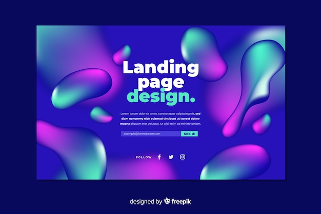 Abstract liquid shapes landing page template