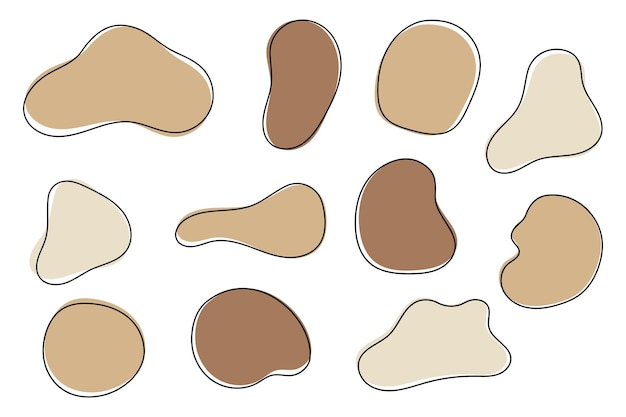 Free vector abstract liquid shapes tan colours set