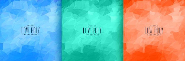 Free Vector abstract low poly background set in three colors