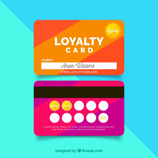 Abstract loyalty card template with colorful style