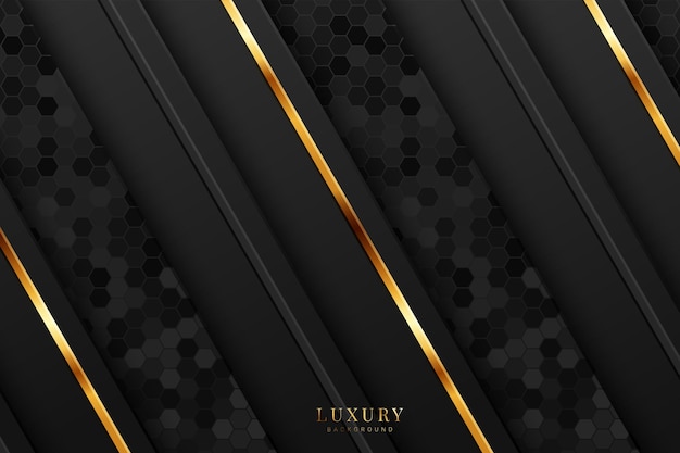 Abstract luxury dark background with golden lines combinations