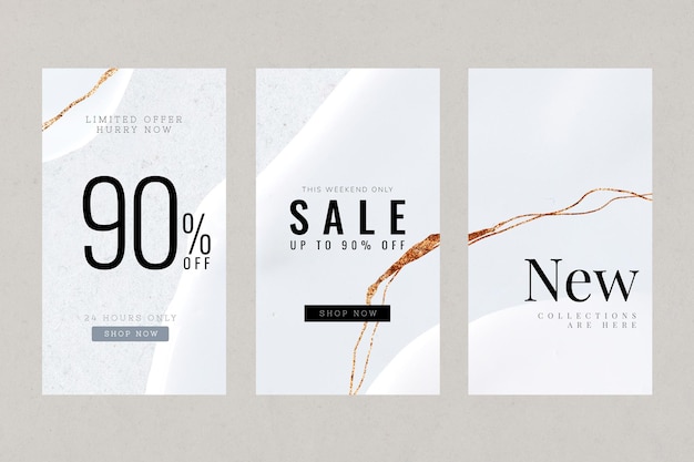 Abstract luxury social story vector template set