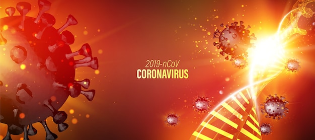 Abstract model of Coronavirus in futuristic rays.