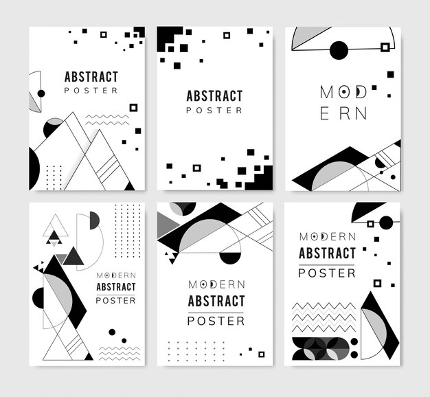 Abstract modern black and white backgrounds set