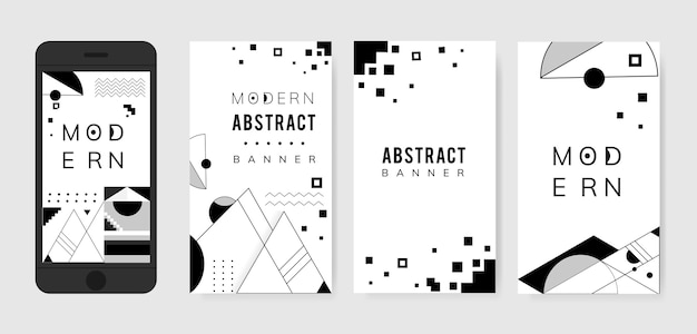 Abstract modern black and white template set