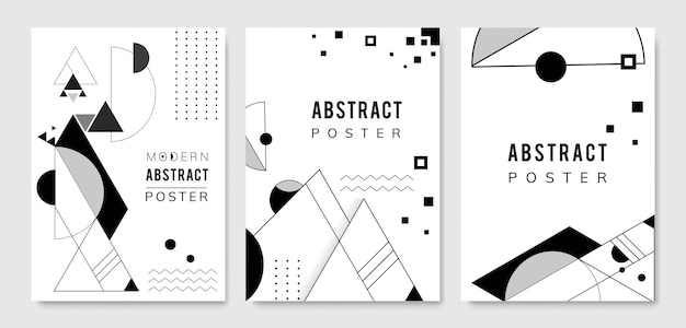 Abstract modern black and white template set