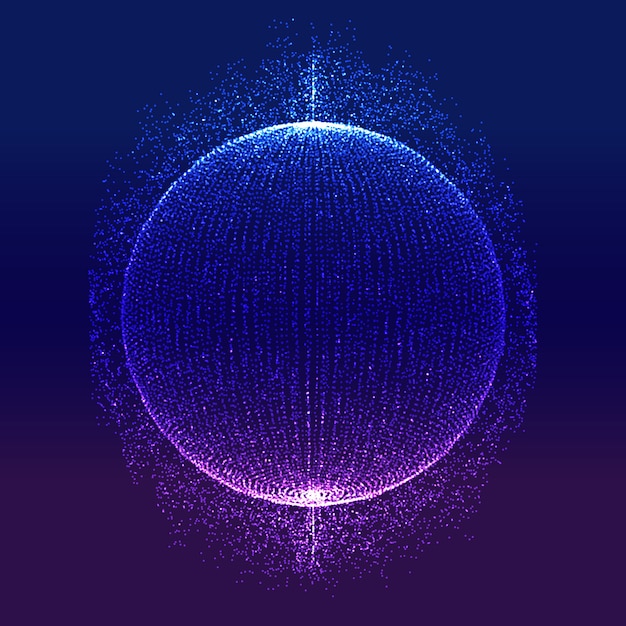 Free Vector abstract modern technology with sphere of glowing particles