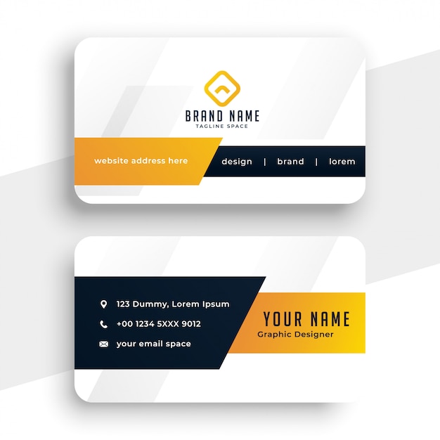 Abstract modern yellow business card template 