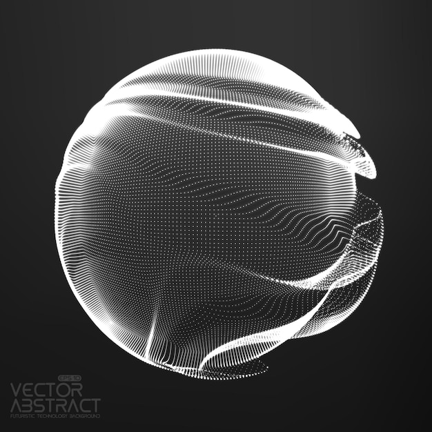 Free Vector abstract monochrome mesh sphere