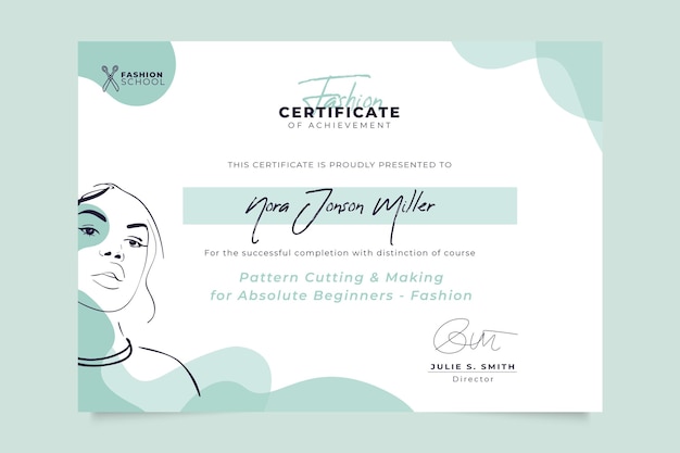 Abstract monocolor fashion certificate template