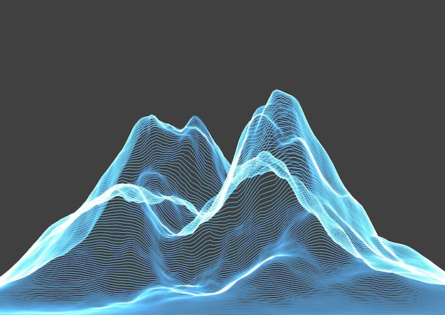 Free vector abstract mountain landscape in wireframe