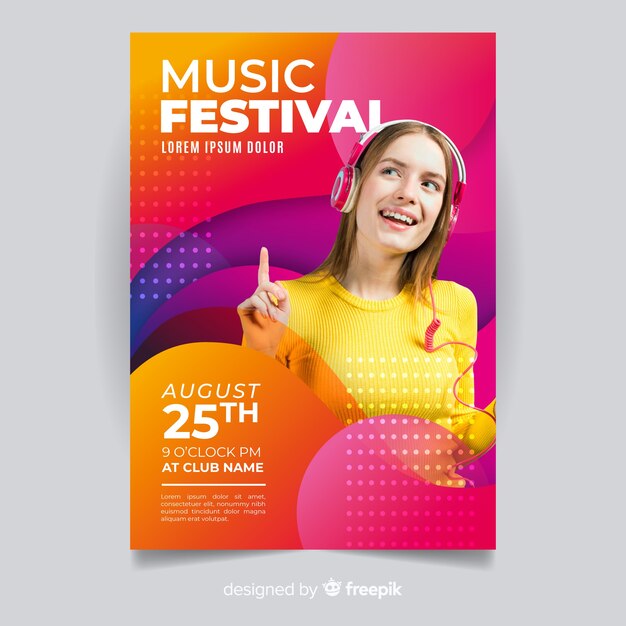 Abstract music festival poster with photo