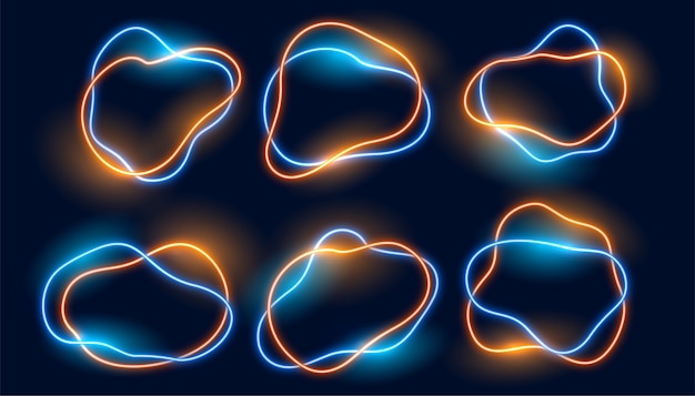 Free Vector abstract neon curve fluid style frames set of six