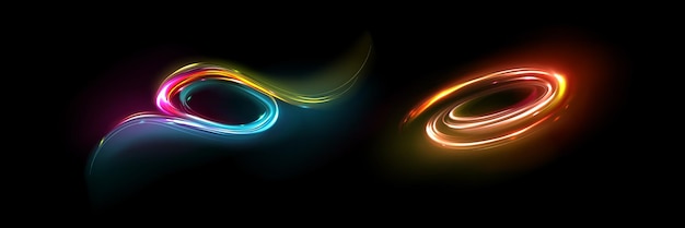 Free vector abstract neon light swirls set