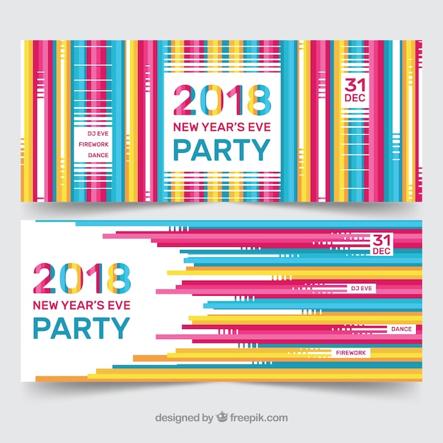 Abstract new year 2018 party banners with bars