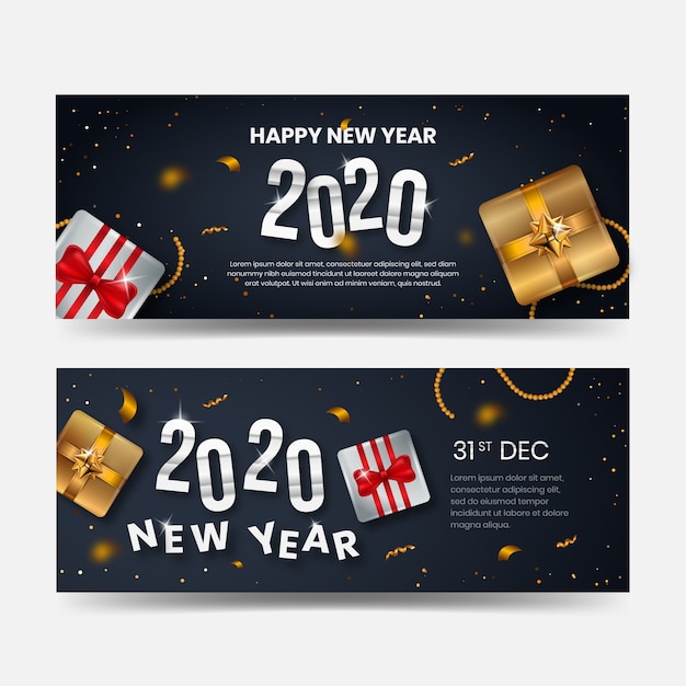 Abstract new year 2020 party banners