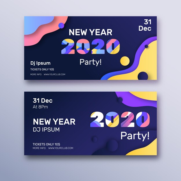 Abstract new year 2020 party banners