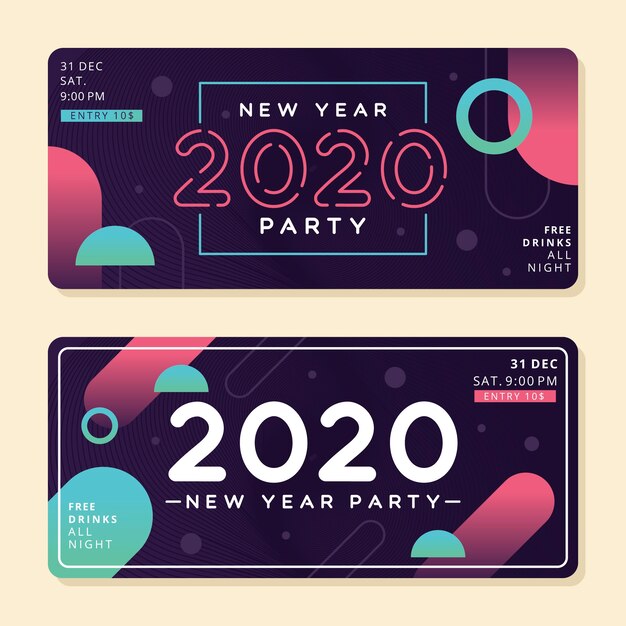 Abstract new year 2020 party banners