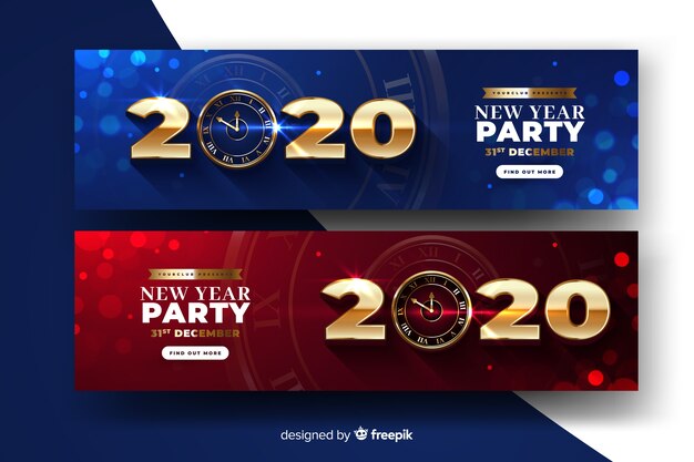 Abstract new year 2020 party banners