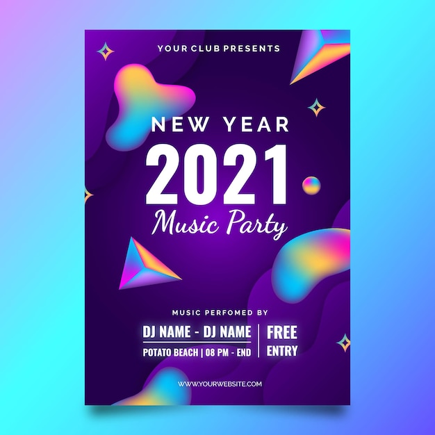 Abstract new year 2021 party flyer template