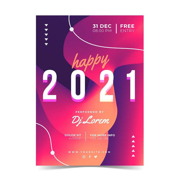 Free Vector abstract new year 2021 party flyer template