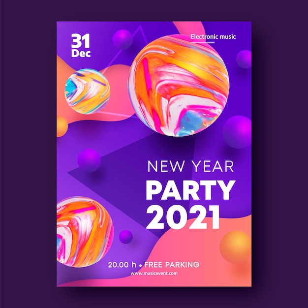 Abstract new year 2021 party flyer template