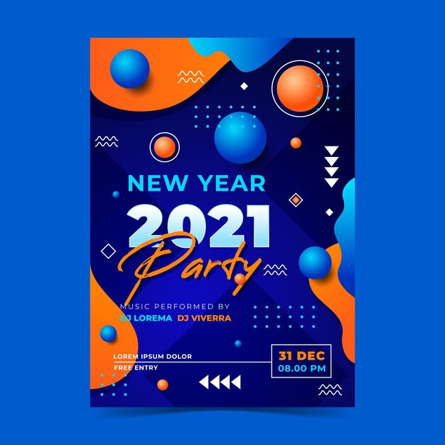 Abstract new year 2021 party poster template