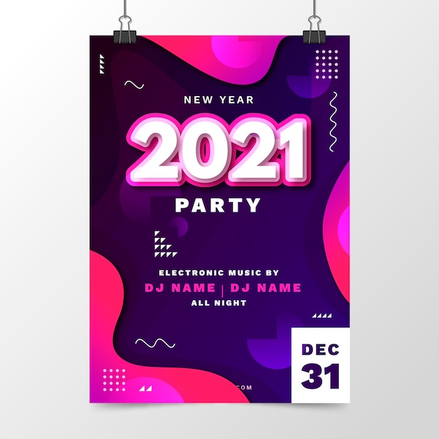 Abstract new year 2021 party poster template