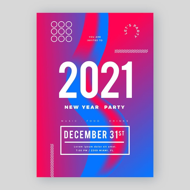 Abstract new year 2021 party poster template