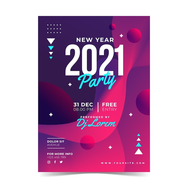 Free Vector abstract new year 2021 party poster template