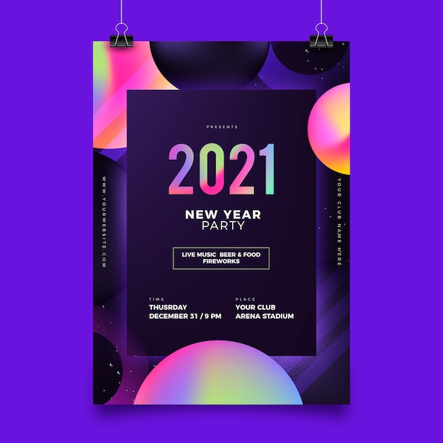 Free Vector abstract new year 2021 party poster template