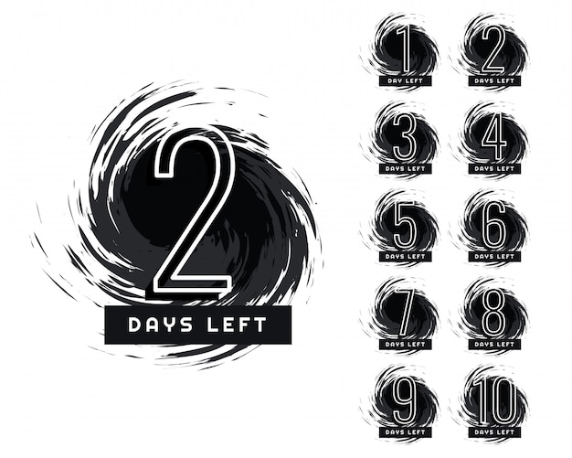 Abstract number of days left grunge label