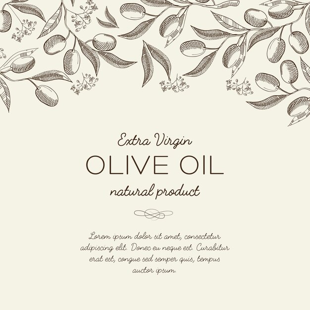 Abstract Olive Floral Sketch Template