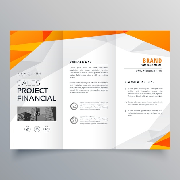 abstract orange trifold brochure design business template