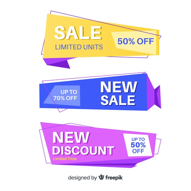 Abstract origami sale banners