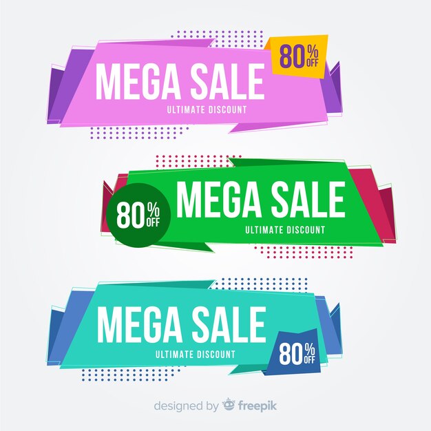 Abstract origami sale banners