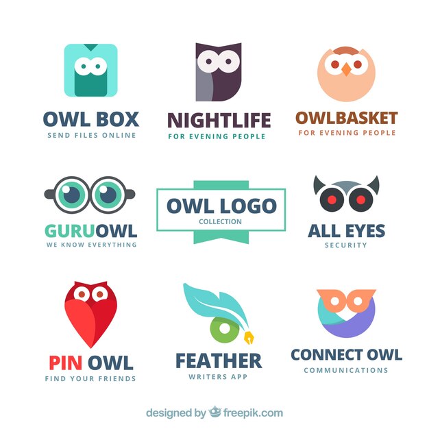 Abstract owl logo collection